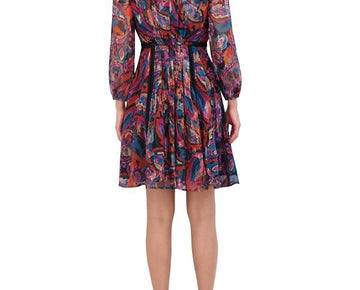 Vince Camuto Metallic Chiffon Fit & Flare Dress Size 12 SALE $168