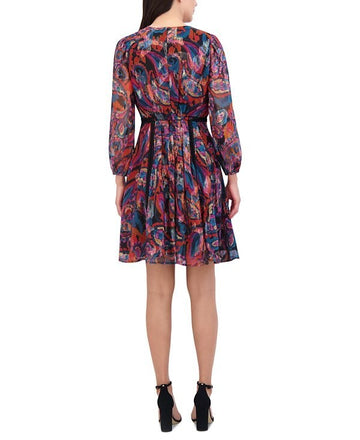 Vince Camuto Metallic Chiffon Fit & Flare Dress Size 12 SALE $168