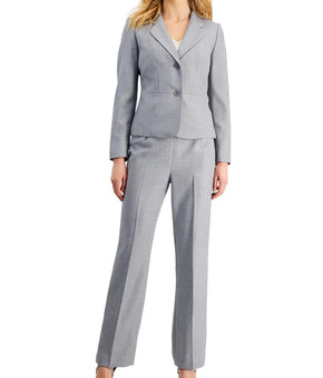 Le Suit Womens Plus Herringbone Pant Suit Gray Size 18 MSRP $225