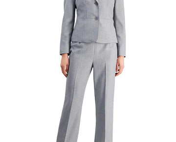 Le Suit Womens Plus Herringbone Pant Suit Gray Size 18 MSRP $225