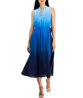 Anne Klein Plus Size Jenna Ombr? Sleeveless Midi Dress Blue Size 1X MSRP $149