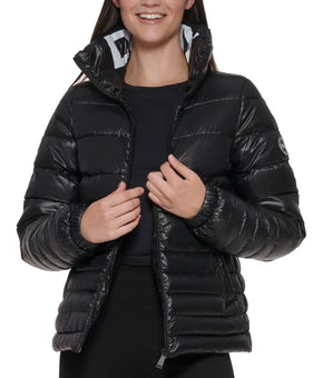 DKNY Sport Womens Lightweight Packable Puffer Jacket Black Size S MSRP $130