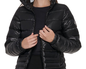DKNY Sport Womens Lightweight Packable Puffer Jacket Black Size S MSRP $130
