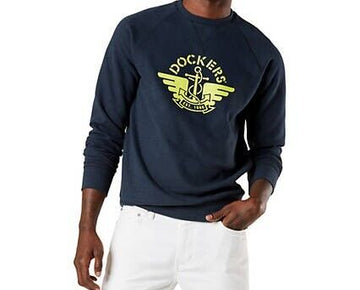 Dockers Men's Regular-Fit Logo-Print Sweatshirt Navy Blue Size S