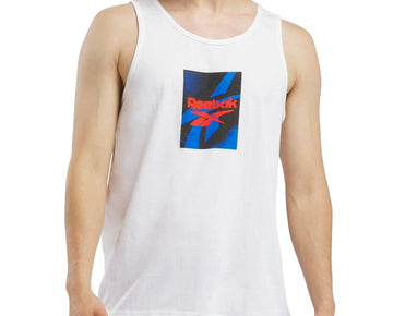 Reebok Men Regular fit Sleeveless Graphic Tank Top Shirt Size S White Solid