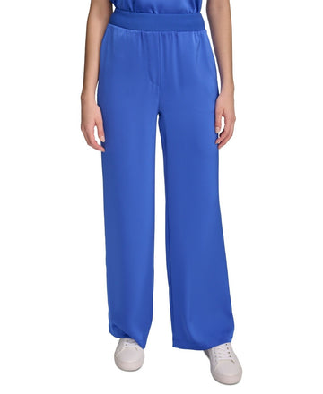Calvin Klein Women's Pull-On Wide-Leg Pants Blue Size XL MSRP $90