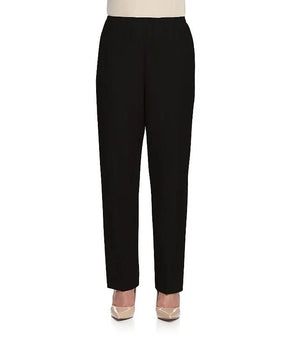 Alfred Dunner Women's Petite Solid Pull-on Pant, Black, Size 10P