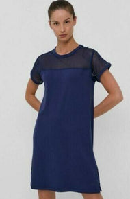 DKNY Sport Mesh-Blocked T-Shirt Dress Blue Size S MSRP $80