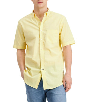 Club Room Shirt Mens Size M Yellow Lemon Short Sleeve Button-Down Stretch $50