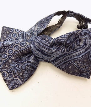 The Men's Store at Bloomingdale's Paisley Self Tie Bow Tie Blue MSRP $59