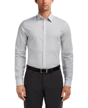 Calvin Klein Mens Steel Slim Dress Shirt Gray 16.5 x 36/37 MSRP $85