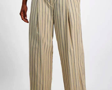 Nautica Jeans Striped Pleat-Front Wide-Leg Trousers Light Brown Size S MSRP $90