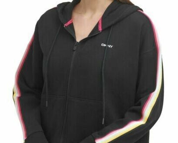 DKNY Sport Cropped Zip-Front Hoodie Black Jacket Size M SALE MSRP $80