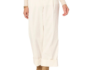 Democracy Women's Pleated Cuffed Wide-Leg Jeans Ivory Size 14 MSRP $88