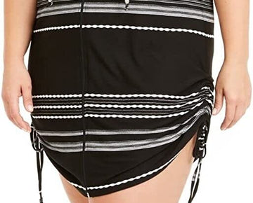Dotti Plus Size Dahlia Stripe Zip Hoodie Cover-Up Swimsuit Black Size 1X $64