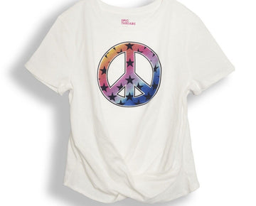 Epic Threads Big Girls Short Sleeve Twist Front Holiday Ivory Size XL