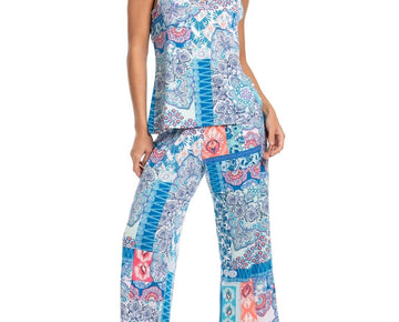 Linea Donatella Women's 2-Pc. Cropped Pajamas Set Blue Size M MSRP $56