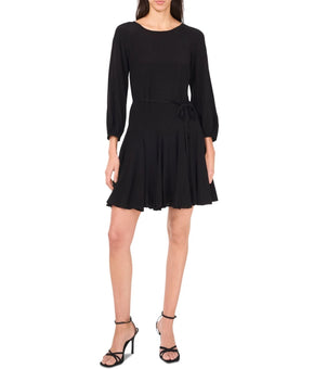 1.STATE Women's Long-Sleeve Self-tie sash Viscose Godet Dress Black Size XL $129