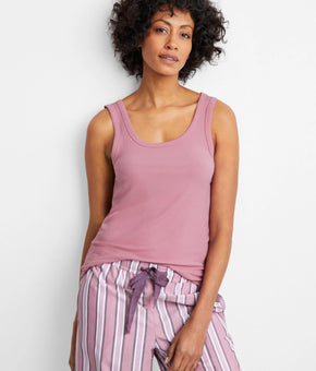 State of Day Women's Ribbed Modal Breathable Sleep Tank Top Pink Size XXL