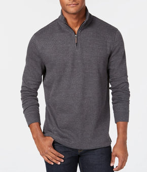 Club Room Men's Quarter-Zip French Rib Pullover Cotton Blend Gray Size M $60