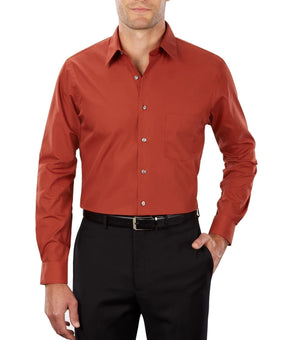 Van Heusen Regular Fit Point Collar Poplin Dress Shirt Brown Size 15.5 x 32/33