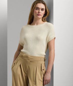 Lauren Ralph Lauren Women's Rib-Knit Crewneck Sweater Cream Size M MSRP $115