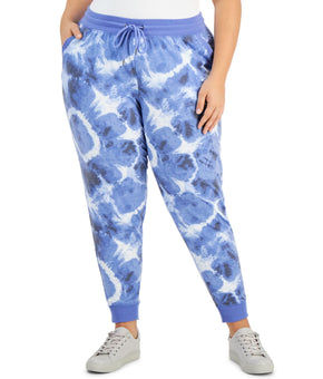 IDEOLOGY Blue Stretch Pocketed Ribbed Joggers Dye Lounge Pants Plus Size 3X