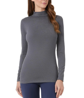 32 Degrees Heat Shirt Womens Size S Charcoal Cozy Heat Mock Neck Thermal Stretch