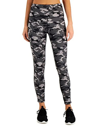 Ideology Womens Performance Camo Gray Reversible 7/8 Leggings, Size L