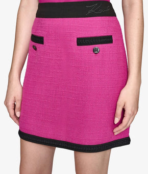 KARL LAGERFELD PARIS Women's Contrast-Trim Mini Skirt Pink Size 0 MSRP $109