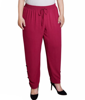 NY Collection Plus Size 3X Cuffed Long Pants Pink