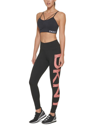 Dkny Sport Logo-Print 7/8-Leggings Black Women Size XS MSRP $60