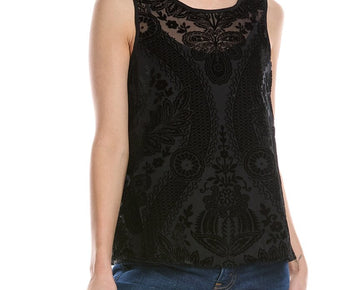Vince Camuto womens Burnout Velvet Blouse, Size M, Black MSRP $79