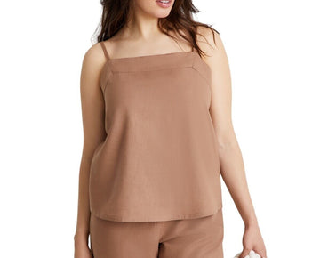 State Of Day 2-Pc. Sleeveless Pajama Set Linen Natural Umber Brown Size M