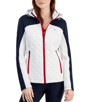 Tommy Hilfiger Women's Colorblocked Quilted Scuba Jacket White Size XS MSRP $140