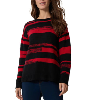 Jones New York Women's Color-Blocked Drop-Shoulder Sweater Red Black Size M $90