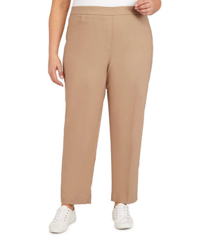 Alfred Dunner Women Plus Size 24W Slimming Allure Stretch Pants Light Brown $53