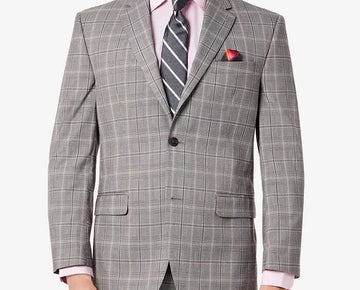 Sean John Men Classic-Fit Plaid Suit Jacket blazer Gray Pink Size 36S MSRP $360