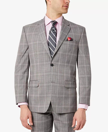 Sean John Men Classic-Fit Plaid Suit Jacket blazer Gray Pink Size 36S MSRP $360