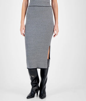 Anne Klein Women's Sweater-Knit Skirt Side-Slit Midi Skirt Gray Size S MSRP $99