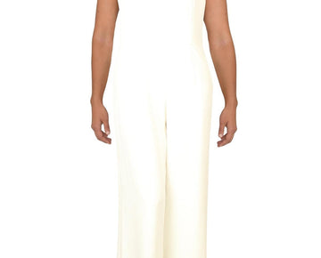 Julia Jordan Womens Crepe Halter Jumpsuit Ivory Size 16