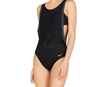 Nike Sport Layered Mesh One-Piece Swimsuit Black X-Small