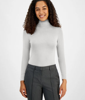Jones New York Seamless Long-Sleeve Turtleneck Top Ivory Petite Size PXL $60