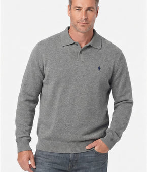 Polo Ralph Lauren Sweater Mens Size XL Gray Merino Wool Knit Collared Pullover