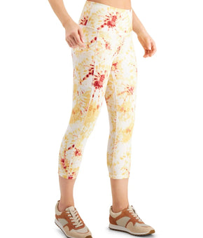 ID Ideology Printed Cropped Leggings Tie Dye White Orange Size L