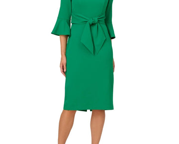 Adrianna Papell Women's Tie-Front Bell-Sleeve Midi Dress Green Size 10 MSRP $149