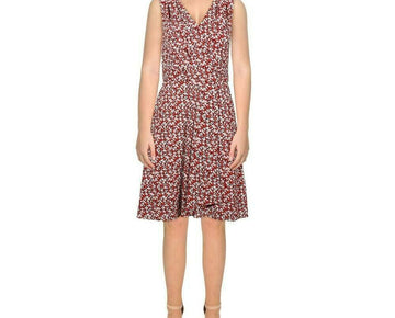 Lauren Ralph Lauren Floral Print Wrap Style Dress Bright Red Size 12 MSRP $135