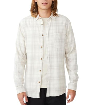 COTTON ON Mens Camden Plaid Collared Button-Down Shirt White Size XL