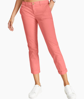 Tommy Hilfiger Flex Hampton Cuffed Chino Straight-Leg Pants Coral Red Size 4 $60