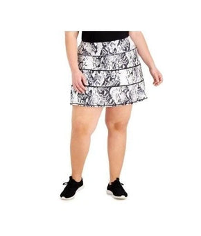 Ideology Skort Womens Plus Size 1X White Snake Print Athletic Pocket